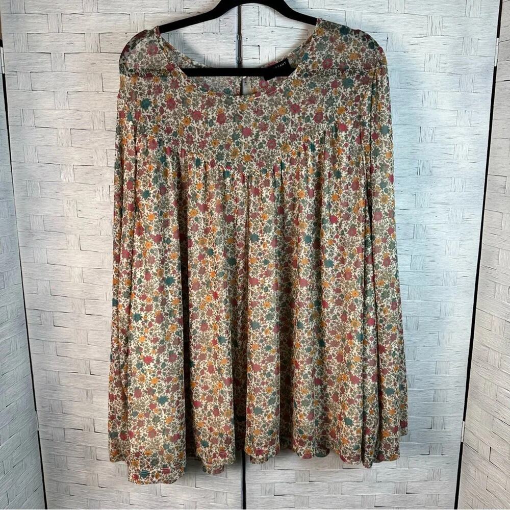 Lane Bryant‎ Womens Blouse floral peasant balloon sleeve Bohemian hippie Plus Sz